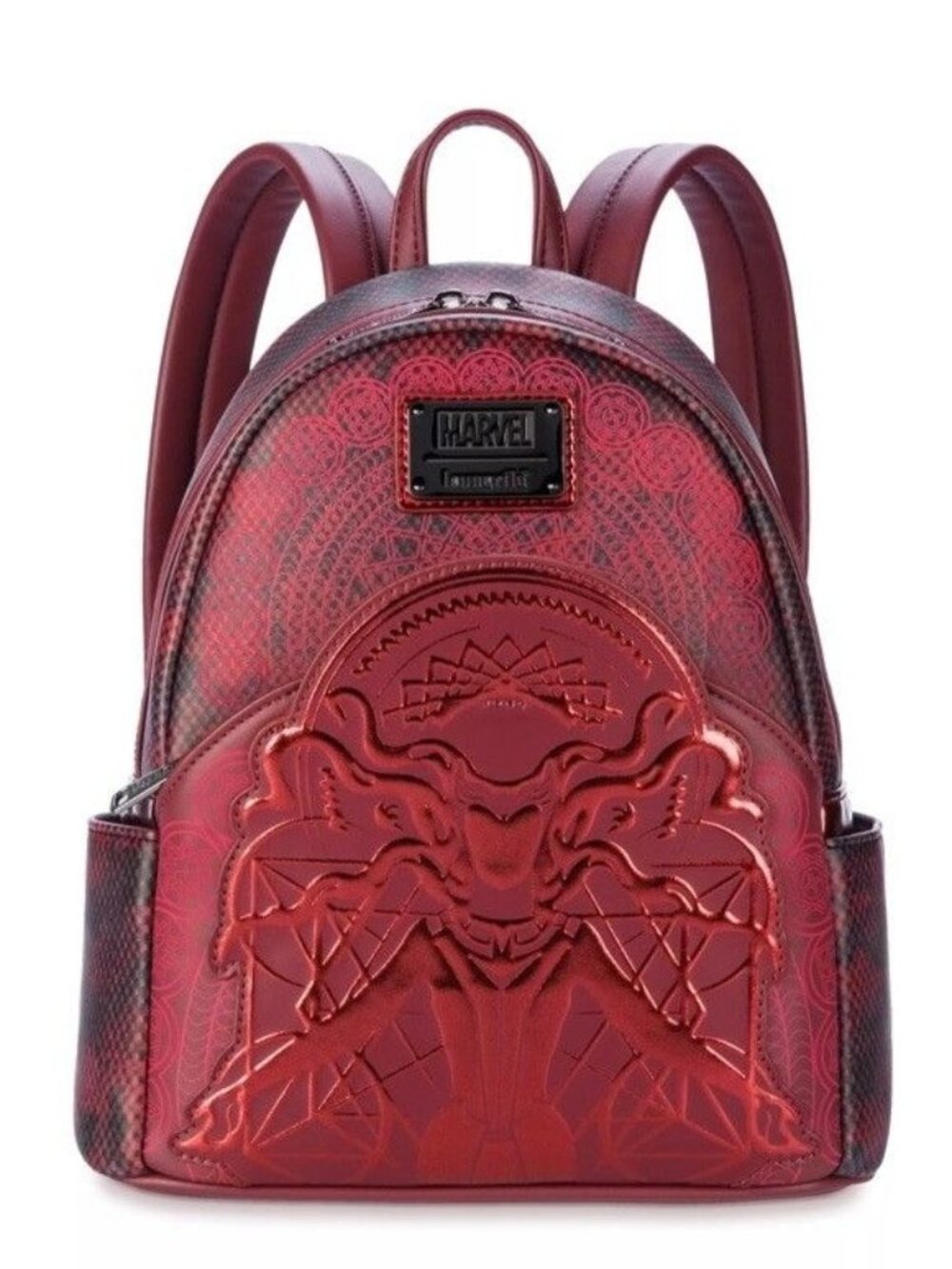 Marvel Loungefly Scarlet Witch Mini Backpack Embossed Red/Black Adjustable Strap